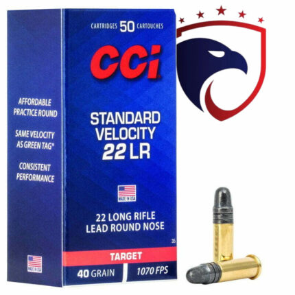 Munição CCI 22LR STANDARD VELOCITY TARGET OGIVAL 40GR – CX 50