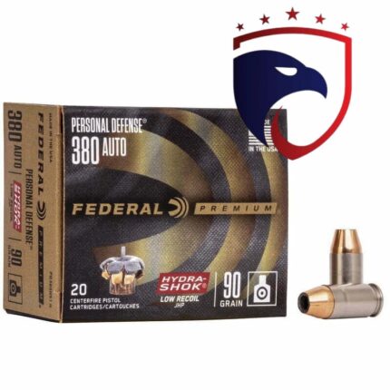 Munição Federal 380 AUTO JHP HYDRA-SHOCK AMERICAN EAGLE 90 GR – CX 20