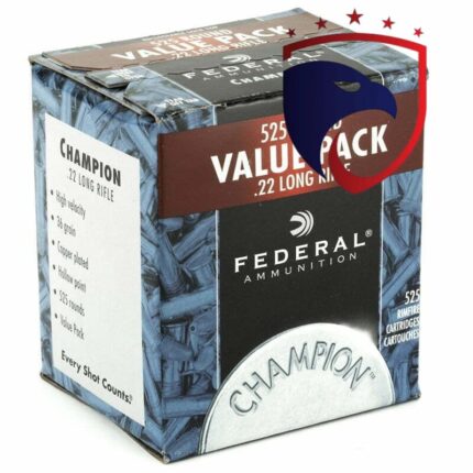 Munição Federal Cal 22 LR 36GR Champion Plated HP Cx 525
